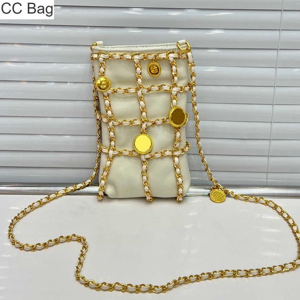 

9a french designer mini trend bag lambskin classic metal sheet gold hardware chain woven checkered shoulder crossbody luxury ladies coin pur, White