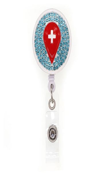 

10pcs red drops of blood with cross retractable round shaped id badge name holder for nurse medical accessories badge reels with c1362887, Gray