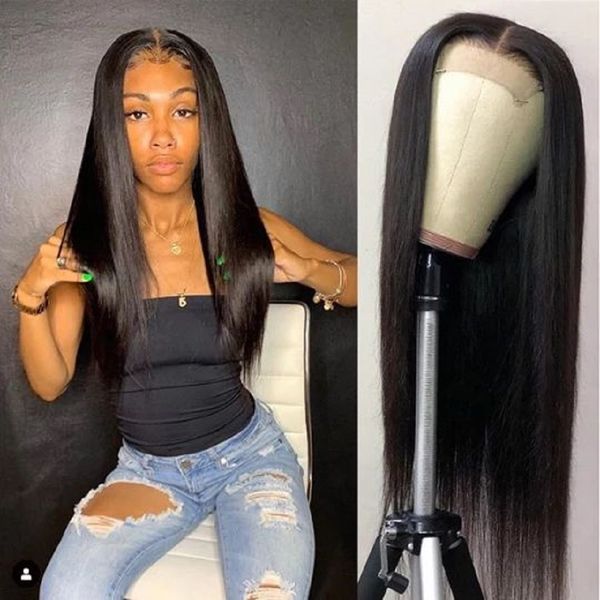 

cynosure lace front human hair wigs straight pre plucked baby hair brazilian human hair wigs 13x4 lace frontal wigs for women, Black;brown