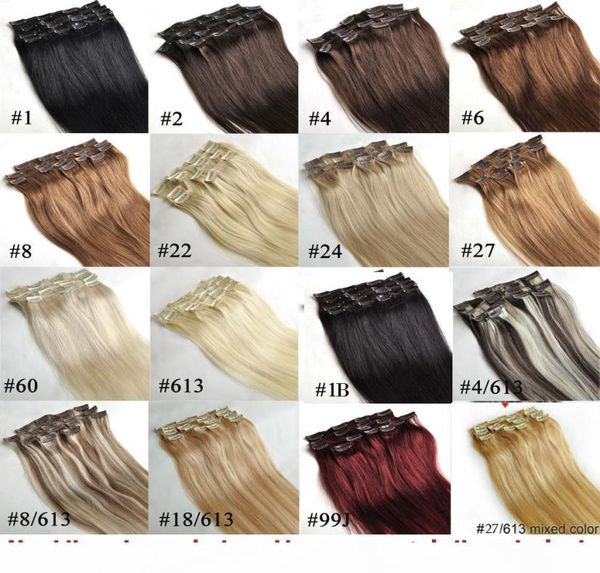 

zzhair 16quot32quot 100 brazilian remy human hair clips in on human hair extension 7pcs set full head 70g 80g 100g 120g 140g6749794, Black;brown
