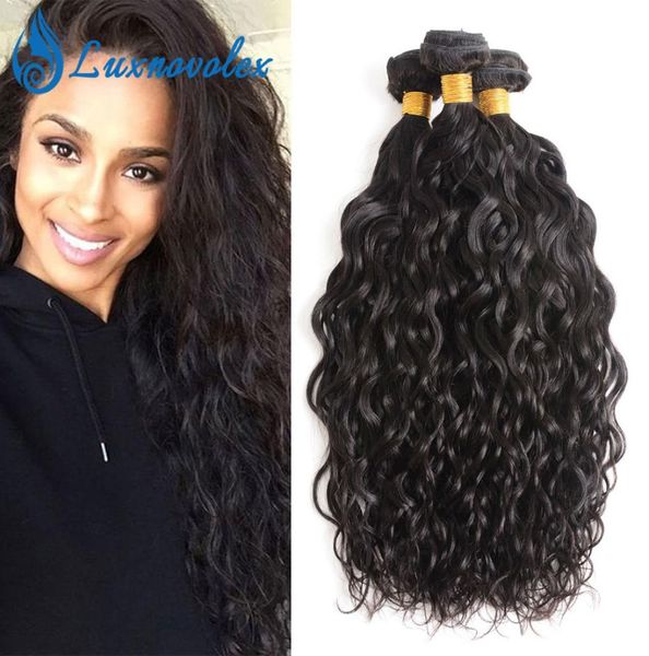 

brazilian water wave 3 bundles unprocessed human hair 3pcslot natural color dyeable hair extensions1132638, Black