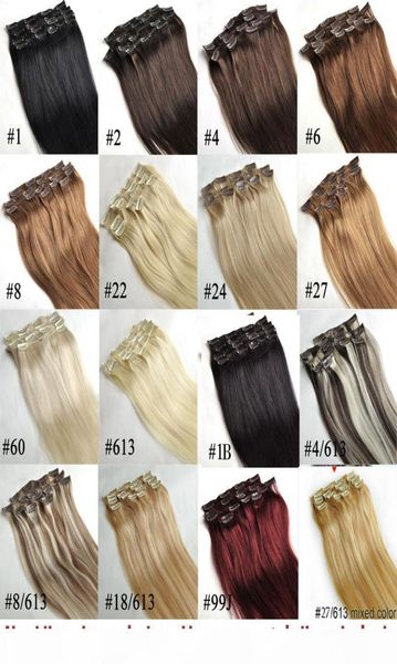 

zzhair 16quot32quot 100 brazilian remy human hair clips in on human hair extension 7pcs set full head 70g 80g 100g 120g 140g2630170, Black;brown