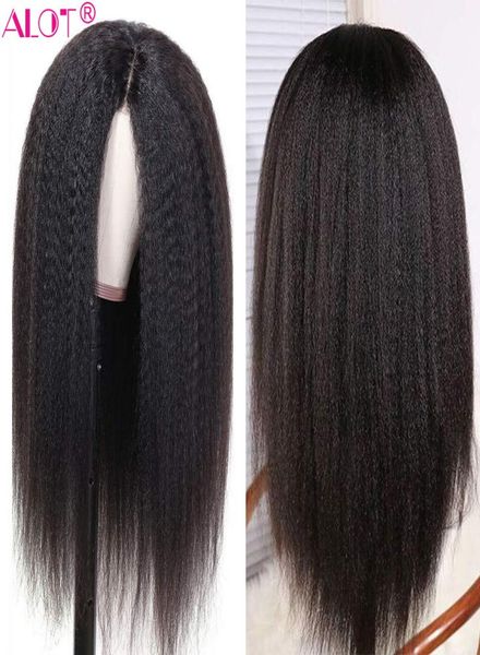 

lace wig pre plucked with baby hair brazilian remy kinky straight human hair wigs glueless 13x1 lace part wigs 180 1028 inch3848683, Black;brown