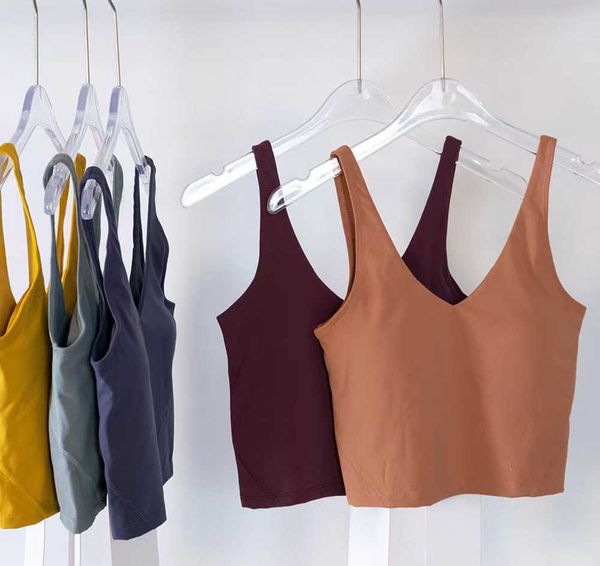 

2023 classic popular fitness bra butter soft women sport tank gym crop lulus yoga vest beauty back shockproof with removable alignappea tank, Black;white