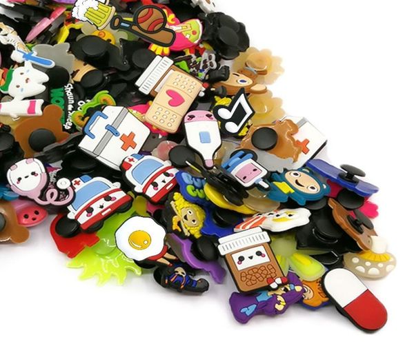

mixed lot of 500pcs random charms for holes on shoes bands bracelets pvc shoe buckles ornaments fashion accessories as gift1033067, Silver