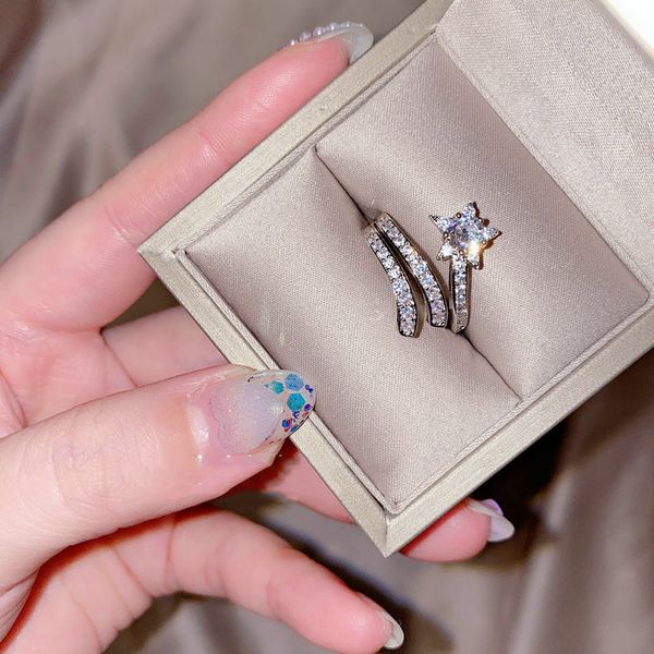 

sparkling star gem ring designer plated 18k gold multi faceted meteor zircon full diamond open ring, Golden;silver