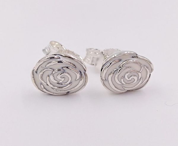 

studs rose garden earring with pink enamel authentic 925 sterling silver silver fits european style jewelry andy jewel 290554en408836737, Golden;silver