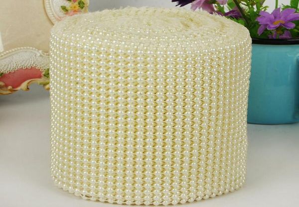 

10yard 24row half round pearl beads bendable mesh wrap roll chain trim for sewing apperal bag shoes cap decoration5149454