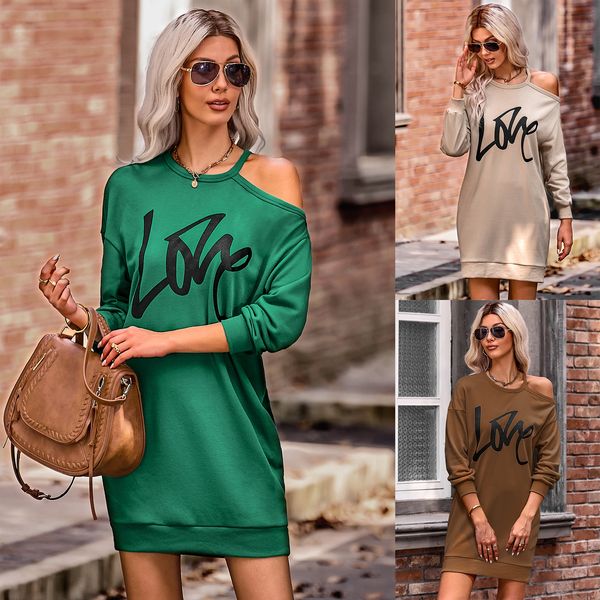 

women's off shoulder sweater dress loose printed dress, Black;gray