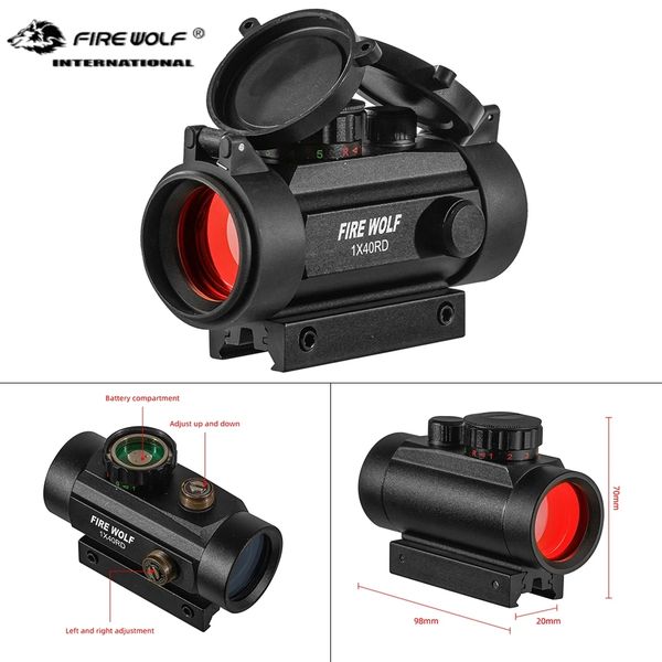 

fire wolf 1x40 hunting riflescopes tactical holographic red dot green 11mm/20mm mount optical sight rifle scope