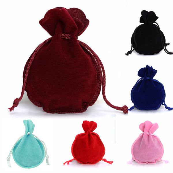 

7 x 8 cm 100 pcs drawstring velvet bag drawstring calabash pouch jewelry packaging bag wedding/christmas favor pouches & gift bags, Pink;blue