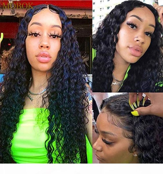 

13x4 lace front human hair wig with baby hair pre plucked deep wave wig brazil brazilian curly human hair wig8714074, Black