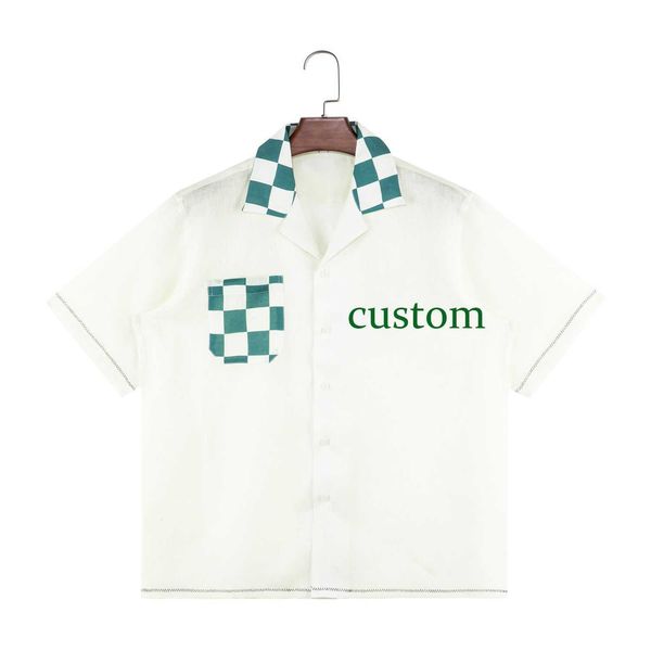 

custom printed linen digital all over print designer camp bowling shirts casual linen beach shirts triangular stitching for men zhb, White;black