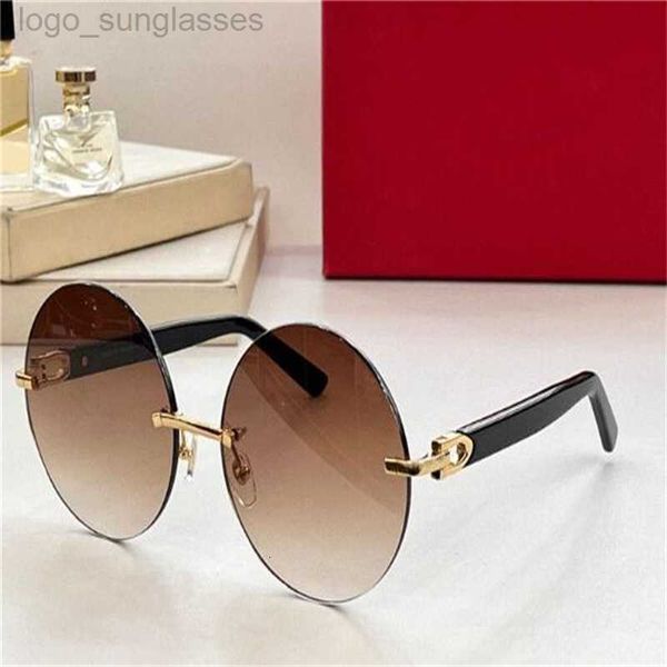 

new fashion design round sunglasses 0231 rimless frame simple and popular style versatile outdoor uv400 protection glasses, White;black
