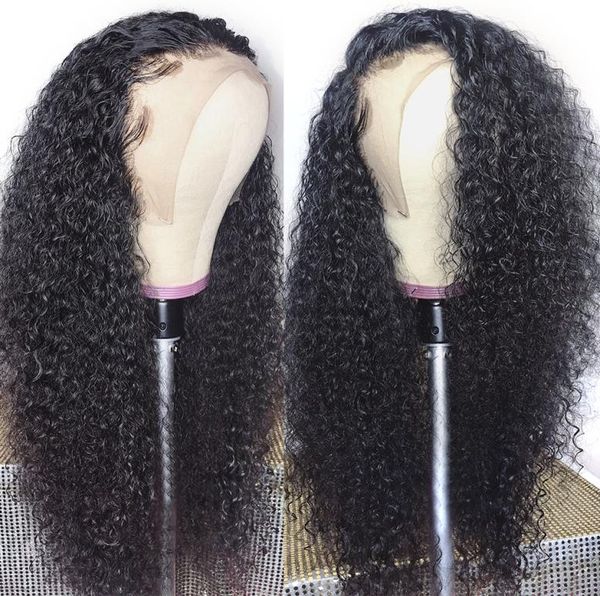 

2020 curly brazilian human hair 13x6 lace front wigs soft remy human hair lace front wigs pre plucked full lace kinky curly5475825, Black