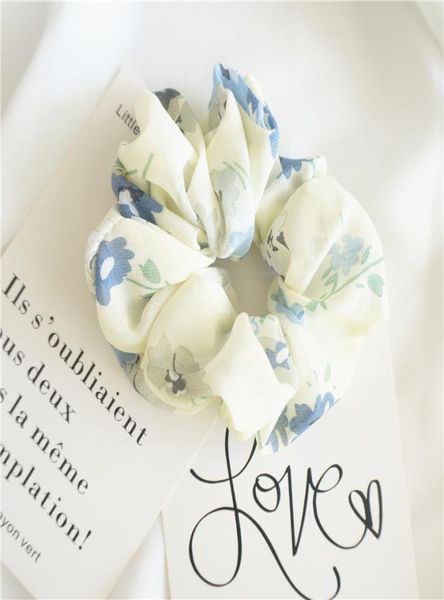 

scrunchy hair ties ropes elastic lady floral print soft flowered cotton exquisite rubber band loop circle gift headwear styling to9398570