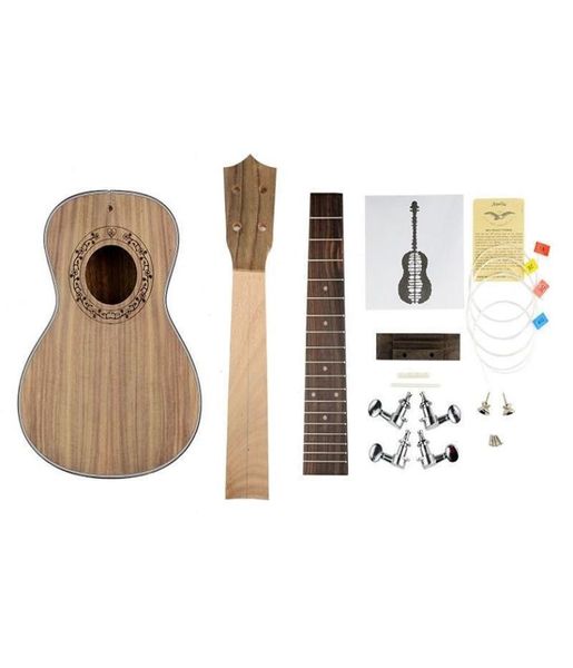 

naomi 23 inches ukulele luthier diy kit concert body neck pegs strings fretboard etc kit white black binding purfling5791589