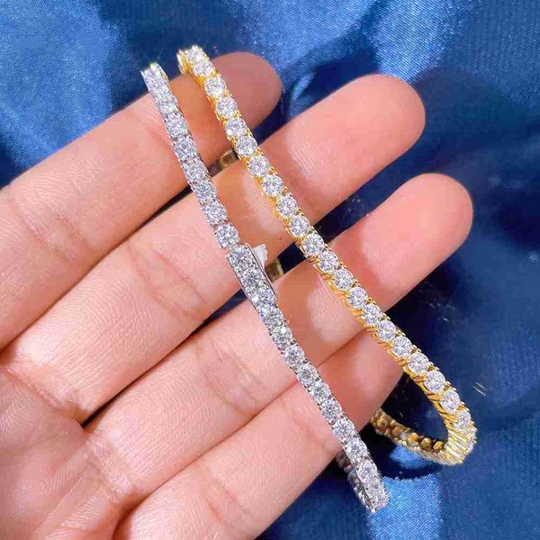 

modern elegant style jewelry 3mm round white moissanite 925 silver tennis bracelet for girls