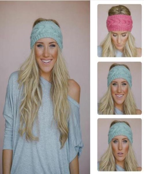 

31 colors fashion warmer headbands for women women039s wool crochet headband knit hair band flower winter 20197271024, Black;brown