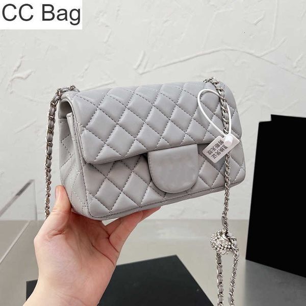 

cc bag 9a classic mini flap square bags france womens lambskin genuine leather silver strass ball adjustable shoulder strap crossbody handba, White