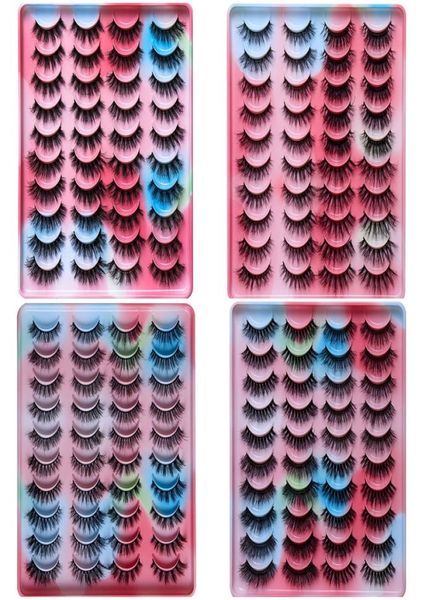 

20 pairs fluffy eyelash soft curl faux 3d mink eyelashes thick long eye lashes extension cruelty lash with rainbow tray makeu2030072