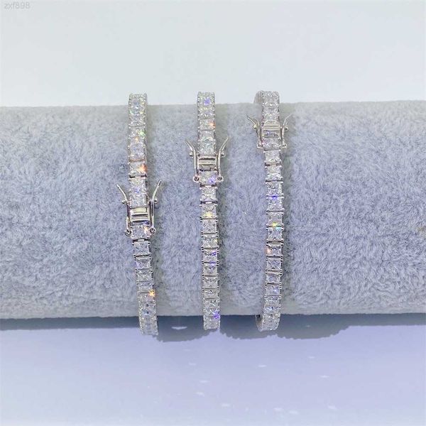 

fashion hip hop small size square 3*3mm 925 silver iced out tennis necklace tennis bracelet