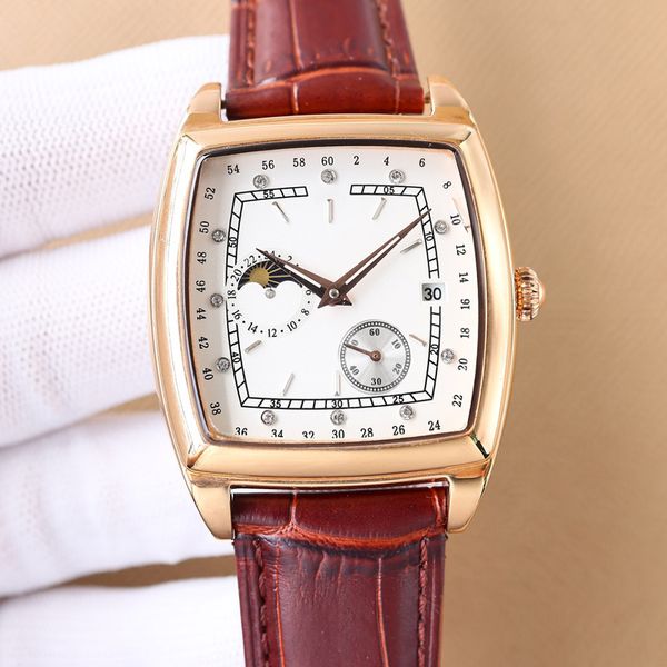 

men watch 42mm automatic mechanical movement watch fashion waterproof business leather designer watches montre luxes, Slivery;brown