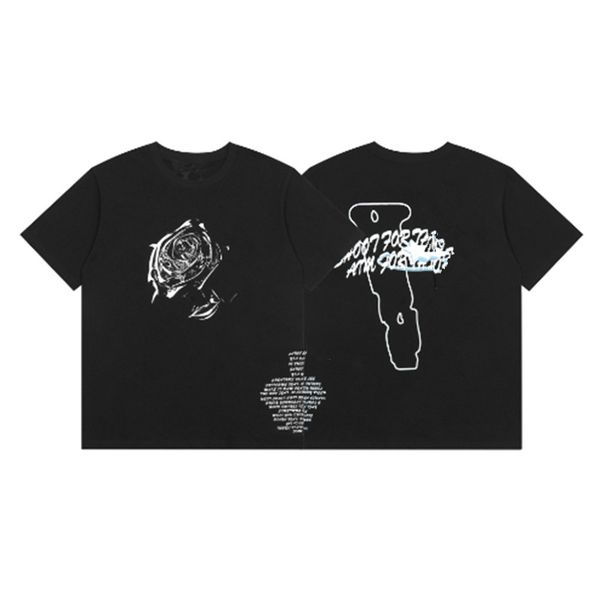 

european and american youth spring/summer fashion big v spring/summer t-shirt watercolor paintbrush street hip hop letter v pure cotton shor, White;black