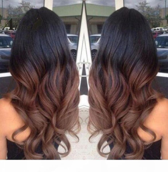 

ombre color lace front human hair wigs with baby hair 150 density straight brazilian remy hair wigs pre plucked hairline3400641, Black;brown