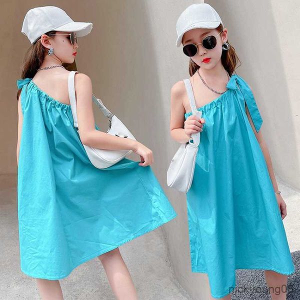 

girl's dresses girls summer new dress little girl personality slanted shoulder vestidos fashion kids outfit r230607, Red;yellow