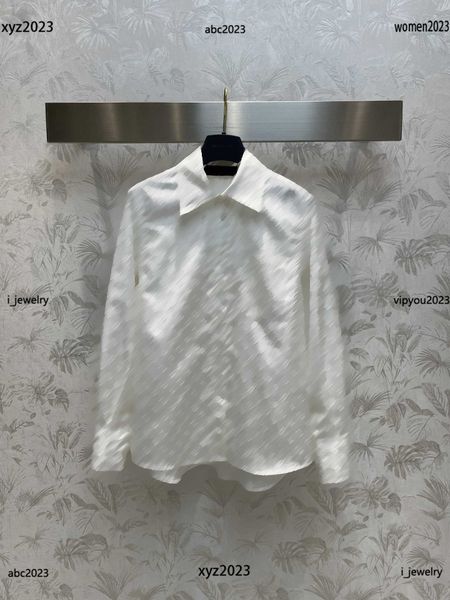 

womens designer clothing classic logo jacquard design lady blouse size s-l long sleeved lapel shirt june05, White