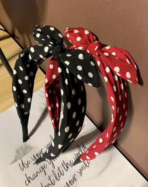 

whole fashion trend women039s wide headband bow knot cross sweet korean style polka dot hairband cute hair hoop headwear he6970372, Black;brown