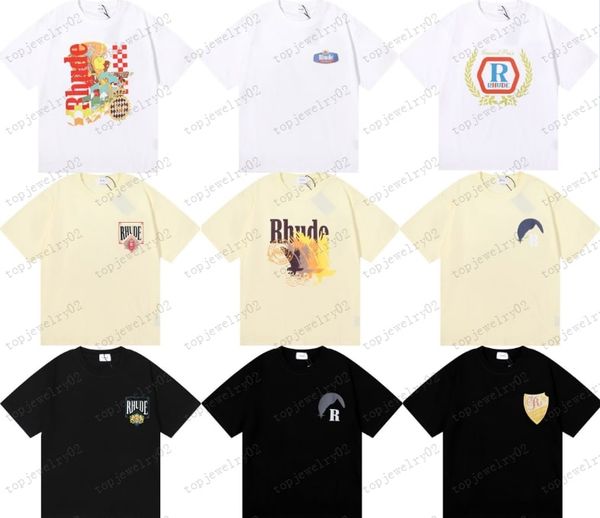

luxury brand rhude t shirt fashion tshirt mens designer t shirts men casual short sleeve casual mens tees us size s-xl, White;black