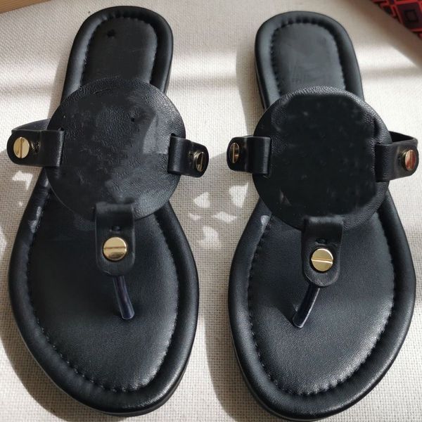 

summer beach slippers designer shoes bright women shoes beach flip flops flat heel lady slipper soft cow leather hollow sandals large size 3, Black