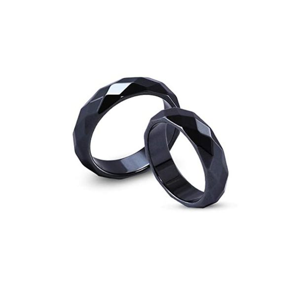 

faceted hematite stone rings for women men energy rings6929732, Silver