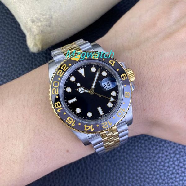 

owf 126713 mens watch mechanical 3285 movement ceramic rim 904l oyster steel strip sapphire crystal glass super luminous waterproof, Slivery;golden