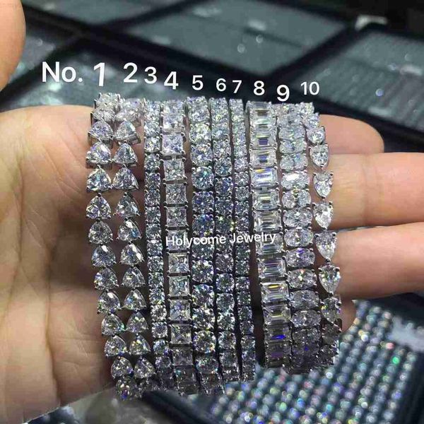 

holycome 925 sterling silver with white gold plated d vvs1 moissanite tennis chain bracelet jewelry