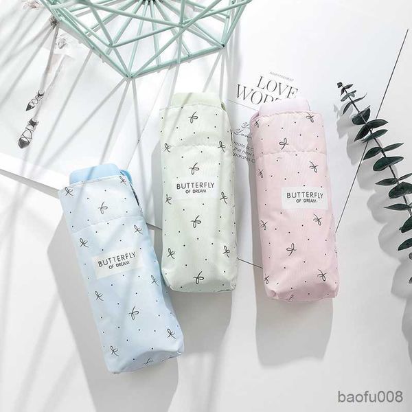 

umbrellas mini pocket umbrella fashion women's bow-knot pattern lightweight folding rain or rain umbrella protection umbrella r230607