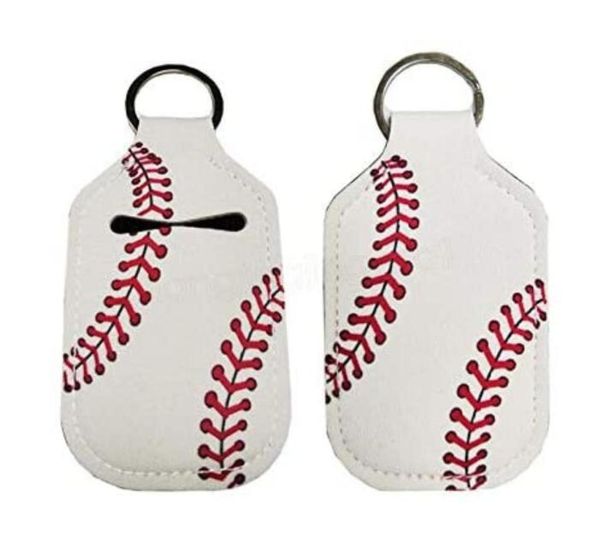 

leather sport accessories baseball owal keychain hand sanitizer holder for backpack kids travel size7282102