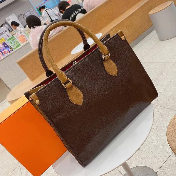 

2023classic fashion diamond bag love v pu leather handbag large canvas tote shopping bag come with small pouch brown luxury, Red;black