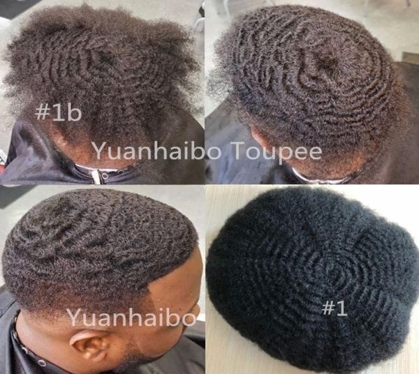 

6mm afro hair full lace toupee for basketball fans brazilian virgin human hair afro kinky curl men wig fast express delivery3529928, Black