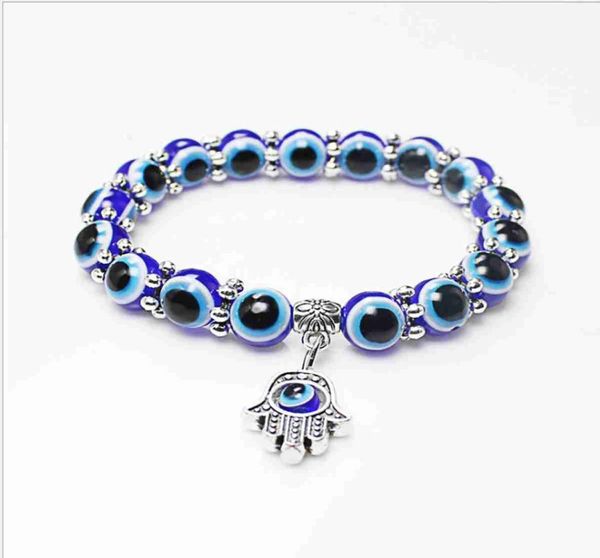 

lucky bracelet vintage blue eyes beads fatma hands men and women personality weird wrist ornaments8051036, Golden;silver