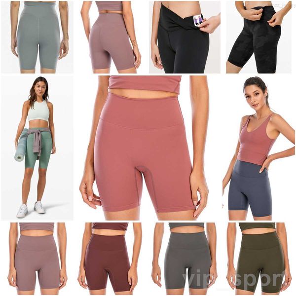 

lu align lu seamless woman yoga fifth short fitness naked 5 shorts pant sport sportswear tight leggings lady running yogas pants high rise t, White;red