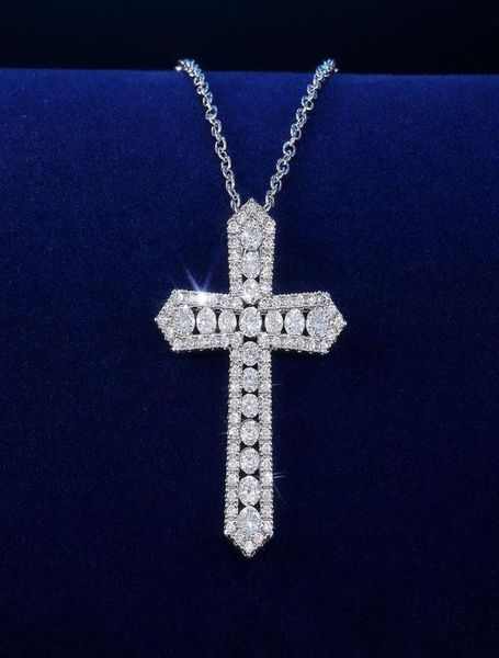 

pendant necklaces luxury trendy silver plated cross for women and men shine white cz stone full paved fashion jewelry party gift7667206
