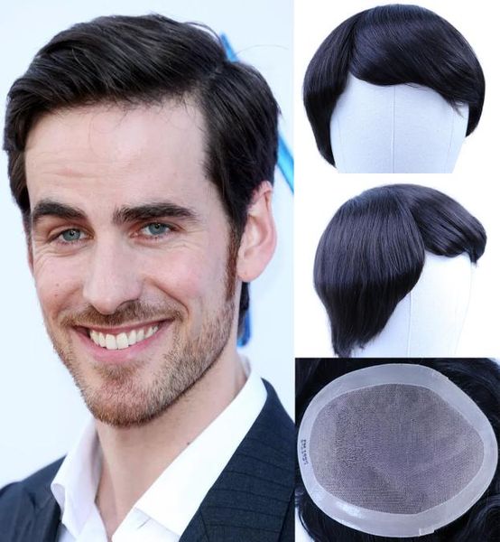 

natural black men039s toupee indian remy human hair replacement system 4x4 8x10 fine mono net human hair toupee for men8810951