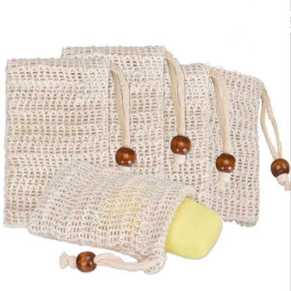 

soap exfoliating bags natural ramie soap bag mesh with drawstring for foaming and drying the soap