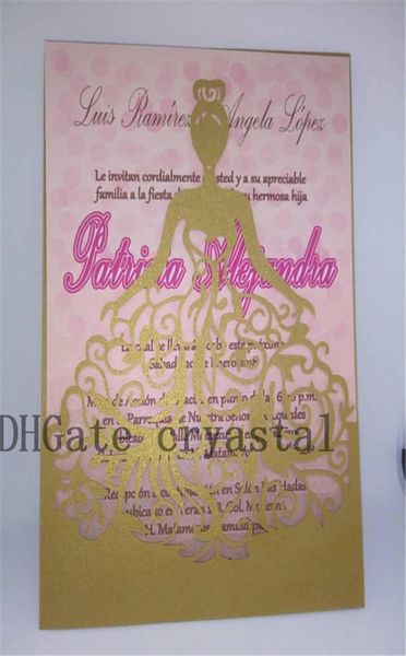 

shimmer laser cut quinceanera invitations gold laser cut dress quinceanera invitation elegant quince sweet sixteen shimmer gold1447125, Black