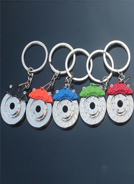 

cute metal auto parts simulation disc brake keychain hub calipers key ring for car pendant keychains trinkets 6colors4183830, Silver