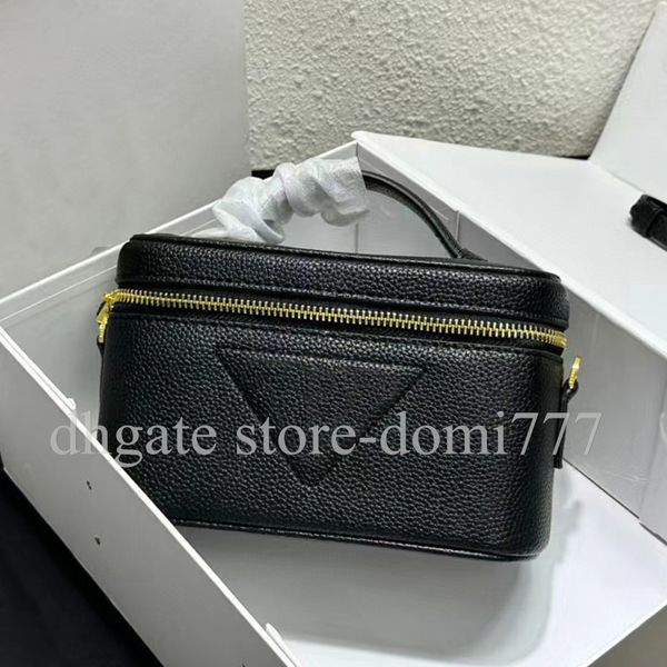 

fashion women's litchi texture make up bag with gold letters logo cosmetic bags without box