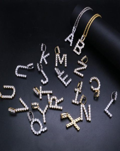 

hip hop iced out custom name letter pendant necklaces zircon alphabet charm pendants necklace hiphop jewelry wjl35259582071, Silver